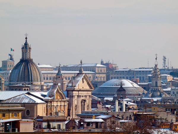 Rooftop of Rome from Janiculum Hill after a snowfall
Europe, Italy, Lazio, Province of Rome, Rome