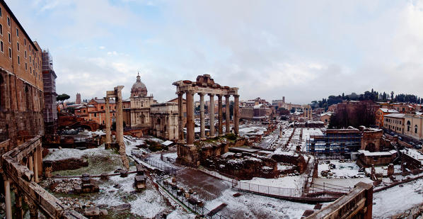The Roman Forum after a snowfall
Europe, Italy, Lazio, Province of Rome, Rome