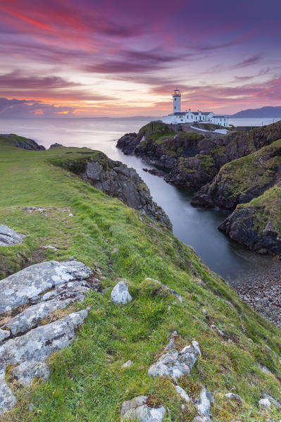 View of the Fanad Head (Fánaid) lighthouse at sunrise, County Donegal, Ulster region, Ireland, Europe.