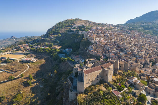 Aerial view of the ancient castle of Caccamo, Palermo district, Sicily, Italy.