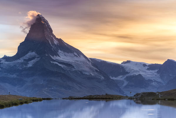 The Matterhorn, Stellisee Lake, Zermatt, Switzerland.
