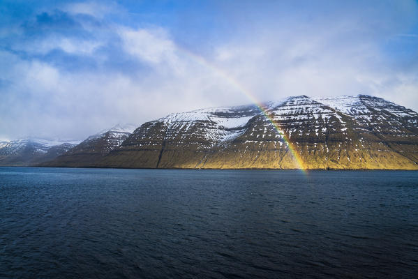 Rainbow over Kunoy Island, Nordoyar, Faroe Islands, Denmark