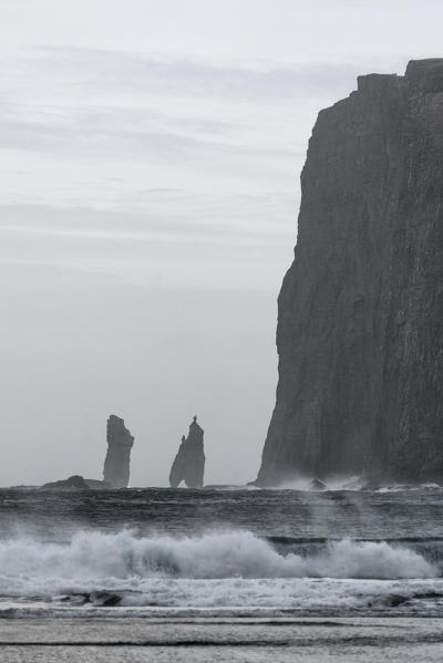 Risin og Kellingin rocks seen from Tjornuvik, Streymoy island, Faroe Islands, Denmark