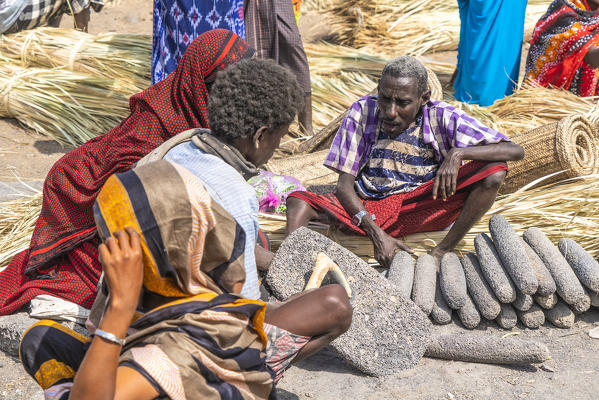 Man selling stones in Asaita market, Afar Region, Ethiopia, Africa