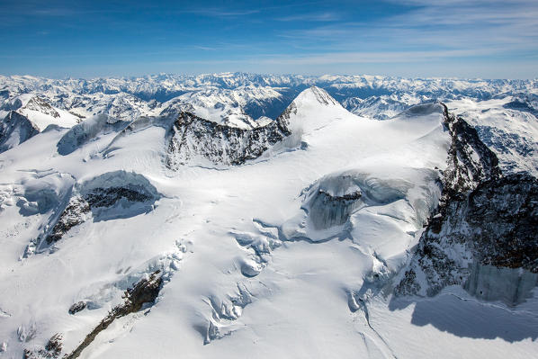 Aerial shot of the Belleviste and Piz Palu, Switzerland Europe