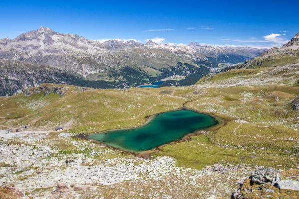 The magical landscape surrounding Lej Furtshellas in Engadine, Switzerland Europe