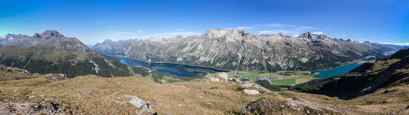 Panoramic shot from the Maloja Pass to Saint Moritz Engadine, Switzerland Europe