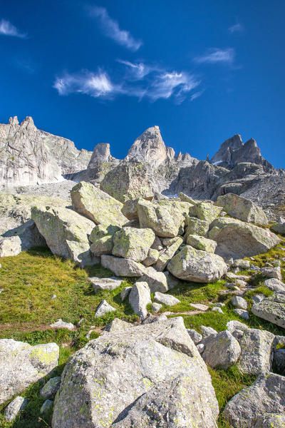 Granitic rocks at the feet of Pizzo Torrone. Valmasino, Valtellina Lombardy, Italy Europe
