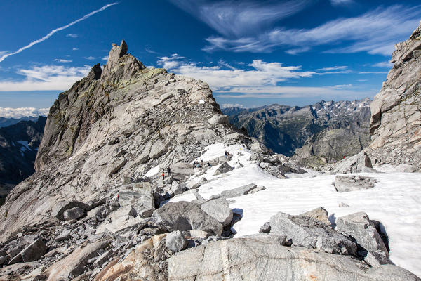 Passo Cameraccio, the highest pass of Sentiero Roma. Valmasino, Valtellina Lombardy, Italy Europe