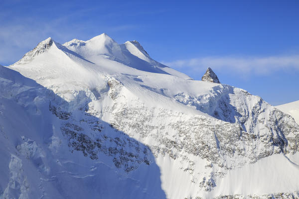 Aerial view of Bellaviste with Cresta Aguzza. Engadine, Canton of Grisons, Switzerland Europe