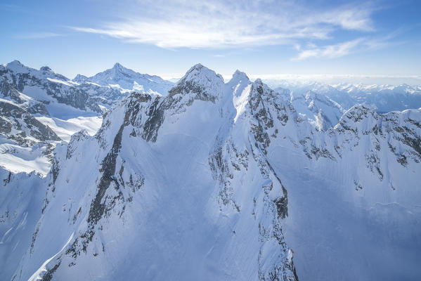 Aerial view of Cima Zocca. Val Bregaglia, Canton of Grisons, Switzerland Europe