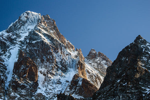 Detail of the peak of Monviso. Cozian Alps, Piedmont, Italy Europe