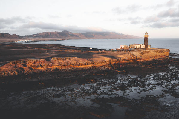 Punta Jandia lighthouse (Faro de la Lola) at sunset, Jandia peninsula, Fuerteventura, Canary Islands, Spain