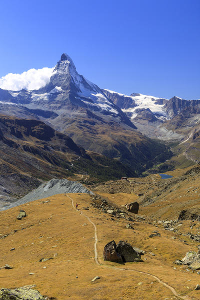 Overview of the Matterhorn. Zermatt Canton of Valais Pennine Alps Switzerland Europe
