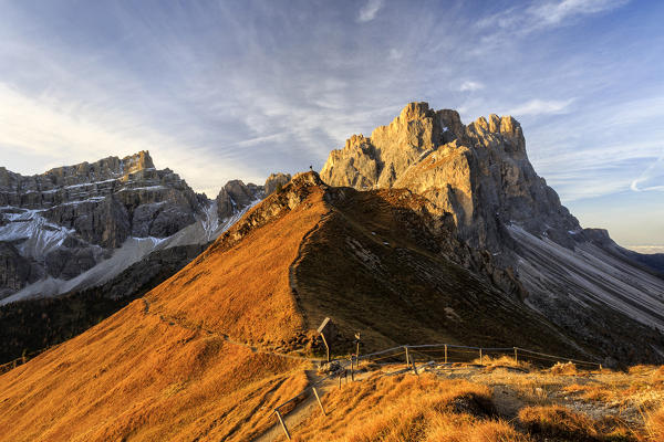 Hiking trails around the group of Forcella De Furcia. Funes Valley Dolomites South Tyrol Italy Europe