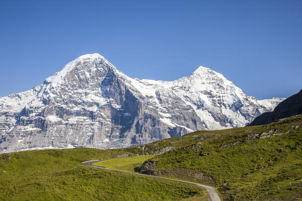 View of Mount Eiger from Männlichen Grindelwald  Bernese Oberland Canton of Bern Switzerland Europe