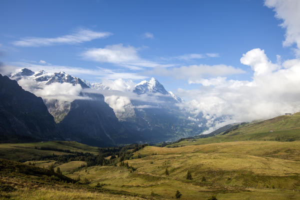 View of Mount Eiger from First Grindelwald  Bernese Oberland Canton of Bern Switzerland Europe