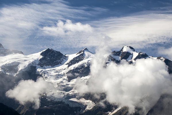 View of Mount Schreckhorn from First Grindelwald Bernese Oberland Canton of Bern Switzerland Europe