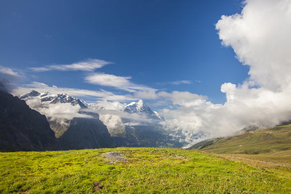 View of Mount Eiger from First Grindelwald  Bernese Oberland Canton of Bern Switzerland Europe