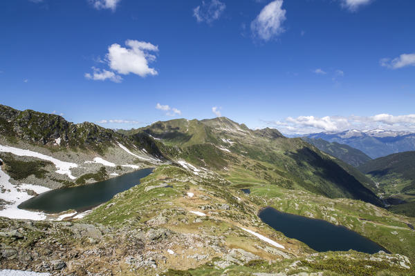 Summer view of Lakes Porcile and Tartano Valley  Orobie Alps Lombardy Italy Europe
