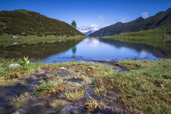 Summer view of Lakes Porcile and Tartano Valley  Orobie Alps Lombardy Italy Europe