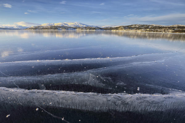 The frozen lake of Limingen Rorvik Børgefjell National Park Trøndelag Norway Europe