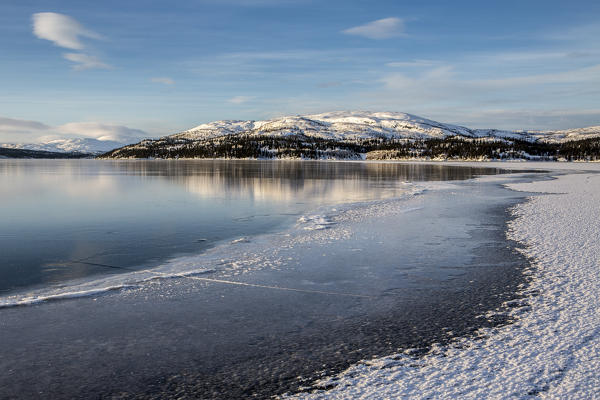 The frozen lake of Limingen Rorvik Børgefjell National Park Trøndelag Norway Europe