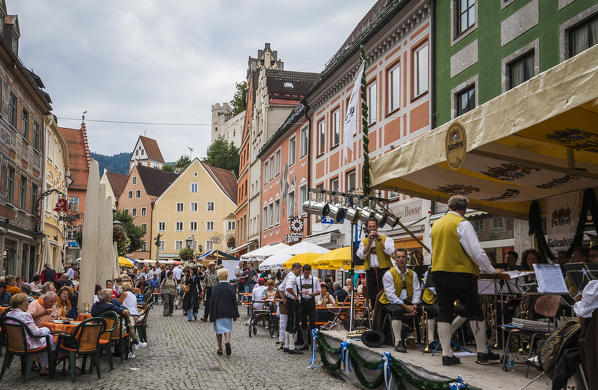 The old pedestrian center of Fussen  Bavaria southern Germany Europe