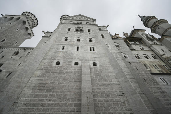 Facade of Neuschwanstein castle Fussen  Bavaria southern Germany Europe