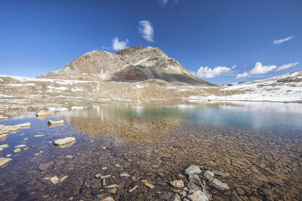 The turquoise water of Lake Languard Engadine Canton of Grisons Switzerland Europe