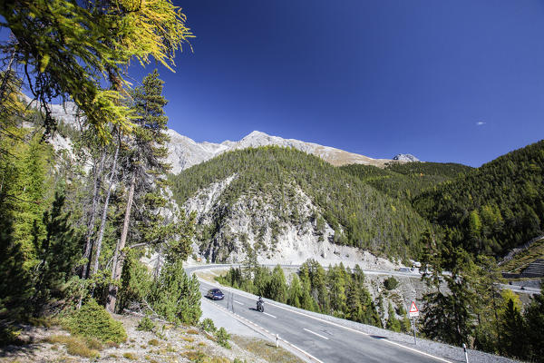 Road on Ofen Pass Mustair Valley Canton of Grisons Switzerland Europe