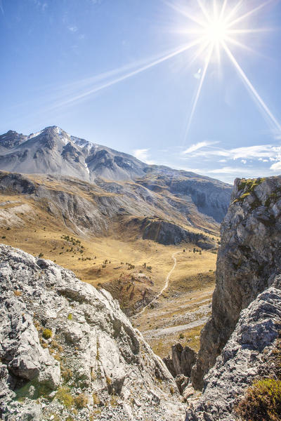 The autumn sun Ofen Pass Mustair Valley Canton of Grisons Switzerland Europe