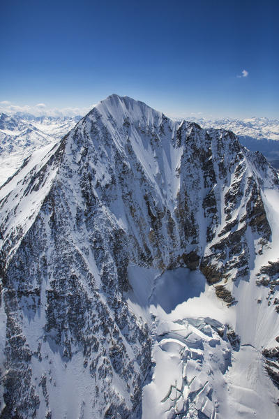 Aerial view of Forni Glacier and Mount Cevedale Valtellina Lombardy Italy Europe