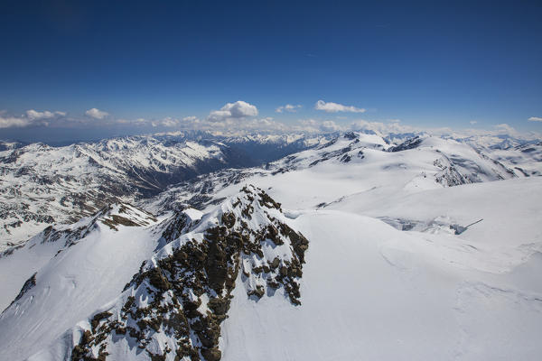 Aerial view of Forni Glacier  Mount Cevedale and Zufallspitze Valtellina Lombardy Italy Europe