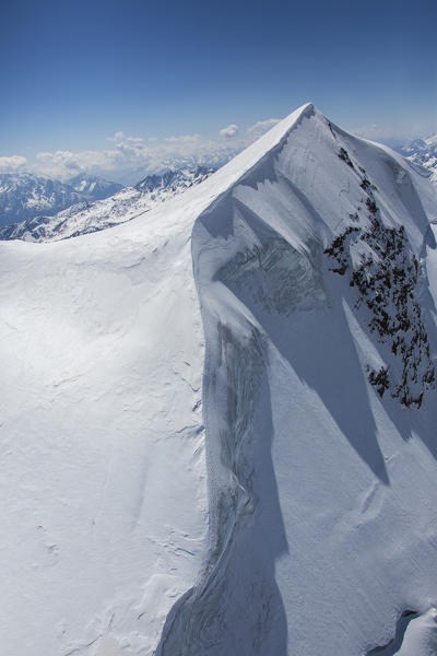 Aerial view of Forni Glacier and Peak San Matteo  Valtellina Lombardy Italy Europe
