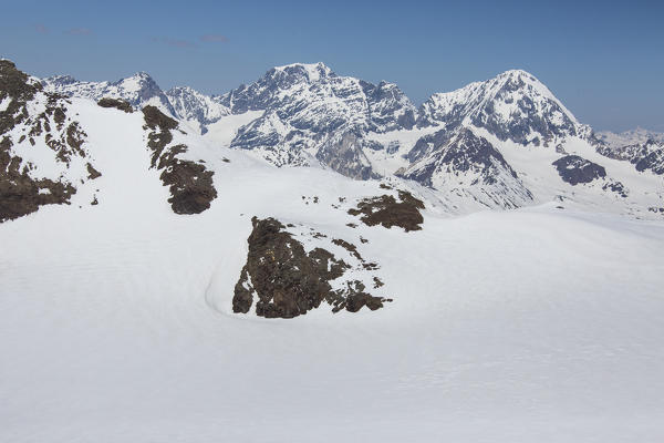 Aerial view of Mount Zebru and Gran Zebru Otrles Cevedale Group Valtellina Italy Europe
