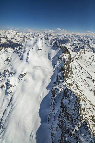 Aerial view of Peak Piazzi and Sinigallia Crest Valdidentro Sondrio Valtellina Lombardy Italy Europe