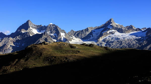 View of OberGabelhorn and Zinalrothorn Zermatt Canton of Valais Switzerland Europe