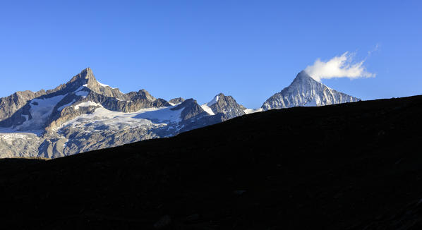 View of Zinalrothorn and Weisshorn Zermatt Canton of Valais Switzerland Europe