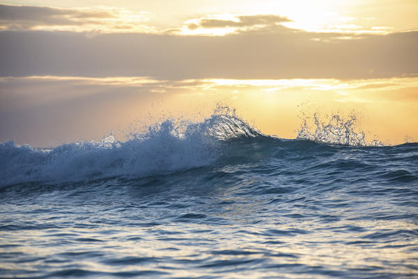 The wave moves toward the beach in the clear waters of the Caribbean Sea Antigua and Barbuda Leeward Island West Indies