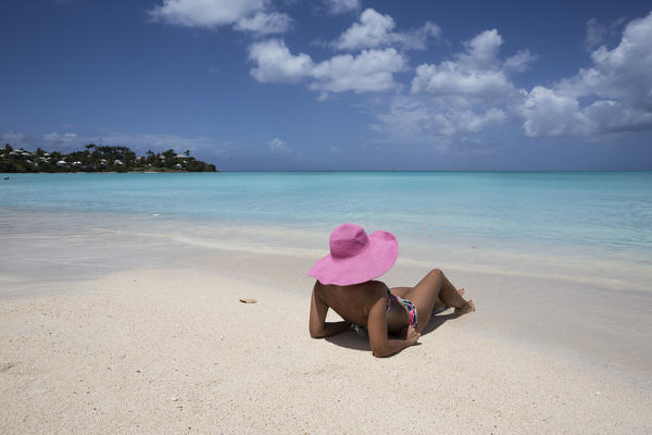 Sunbathe on the beach facing the turquoise water of the Caribbean sea The Nest Antigua and Barbuda Leeward Islands West Indies