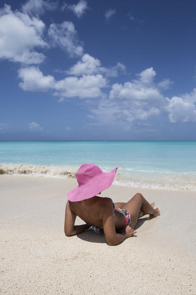 Sunbathe on the beach facing the turquoise water of the Caribbean sea The Nest Antigua and Barbuda Leeward Islands West Indies