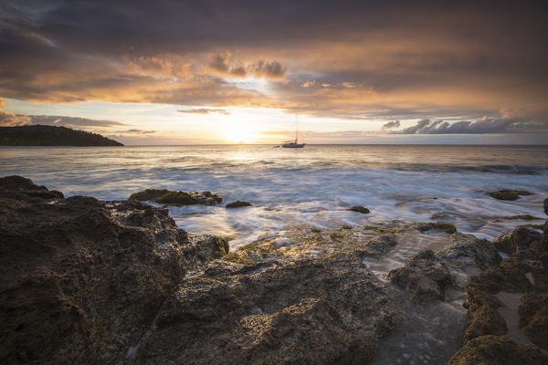 Colors of sunset on a boat sailing in the Caribbean Sea Galley Bay St. John's Antigua and Barbuda Leeward Islands West Indies