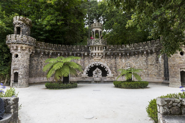 The ancient Portal of Guardians at the Central Pavilion of the Quinta da Regaleira estate Sintra Portugal Properties Europe
