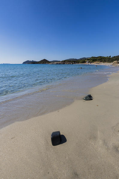 The sandy beach frames the turquoise sea Sant Elmo Castiadas Costa Rei Cagliari Sardinia Italy Europe