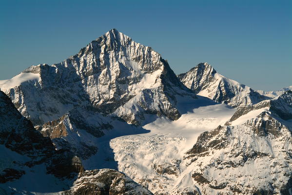 The steep rocky face of the Dent Blanche with the Arbenhorn on its right, Canton of Valais, Switzerland Europe