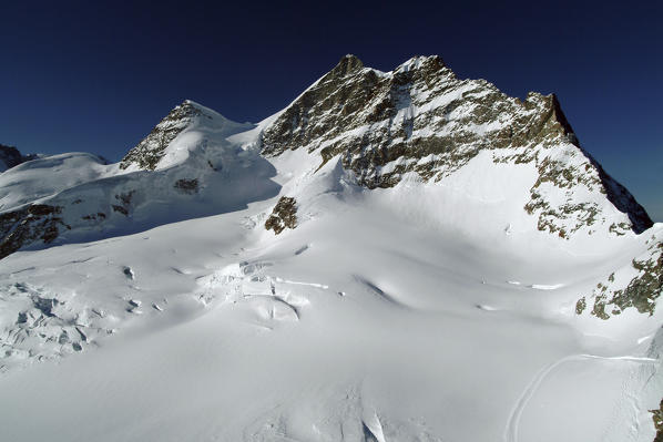 The Jungfrau summit in the canton of Valais is more than 4.000 m high, Bernese Alps, Switzerland Europe