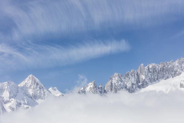 Aletsch Glacier seen from Betterhorn surrounded by snow Bettmeralp district of Raron canton of Valais
Switzerland Europe