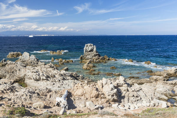 White rocky cliffs framed by the turquoise sea Santa Teresa di Gallura Province of Sassari Sardinia Italy Europe
