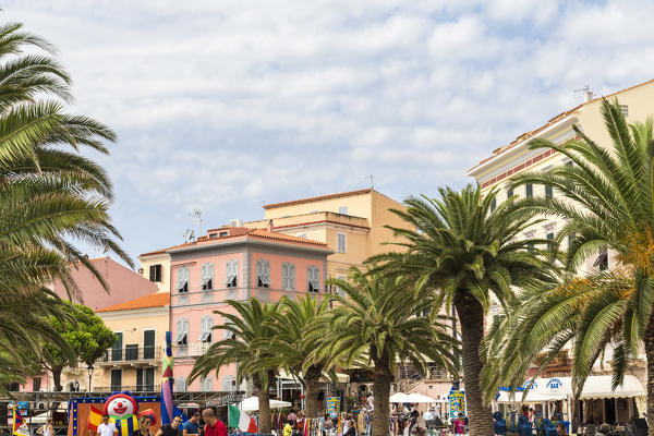 The historic center and the typical architecture of Caprera La Maddalena Island Sardinia Italy Europe